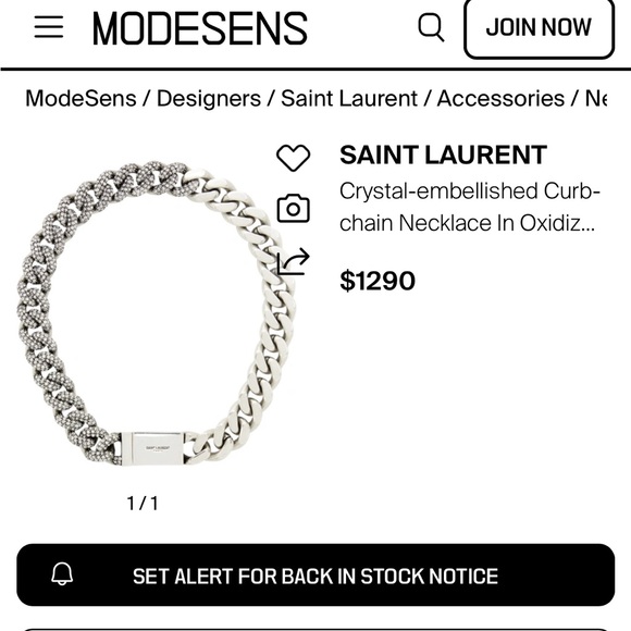 Saint Laurent Ysl Crystal curb chain necklace new unwanted gift . Authentic - Picture 7 of 7